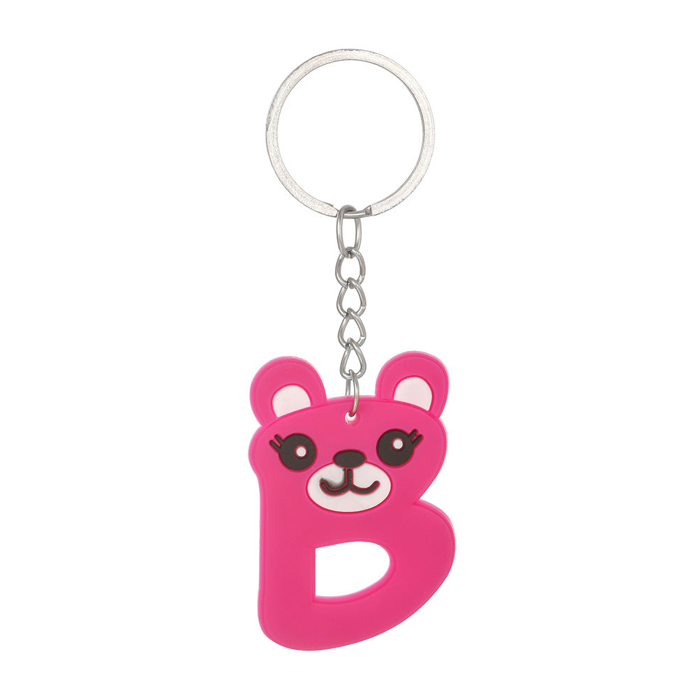 PVC al por mayor 26 letras Keychain de animales